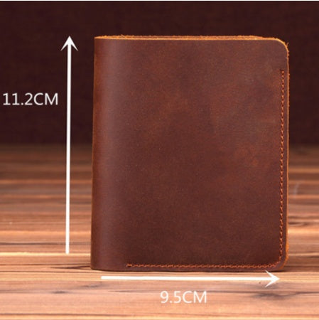 Handmade Crazy Horse Leather Wallet – Boys’ Style