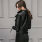 Women’s Slim Motorcycle Leather Jacket – Short, Stylish & Edgy