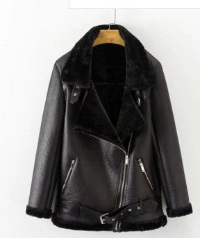 Women’s Leather Jacket with Artificial Fur – Warm, Stylish & Chic