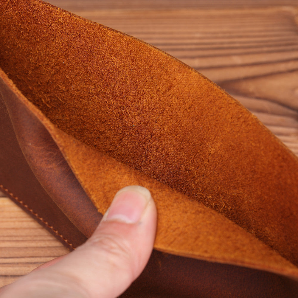 Handmade Crazy Horse Leather Wallet – Boys’ Style