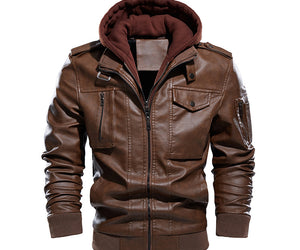 Men's washed leather leather jacket