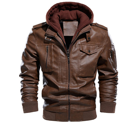 Men's washed leather leather jacket