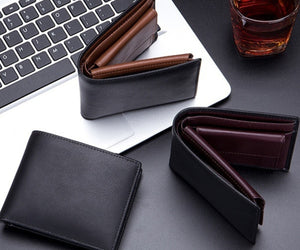 Men's Short Wallet Genuine Leather Trifold Wallet