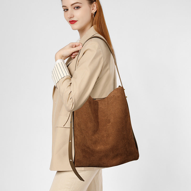 Women’s Fashion Matte Leather Shoulder Underarm Bag – European & American Retro Style