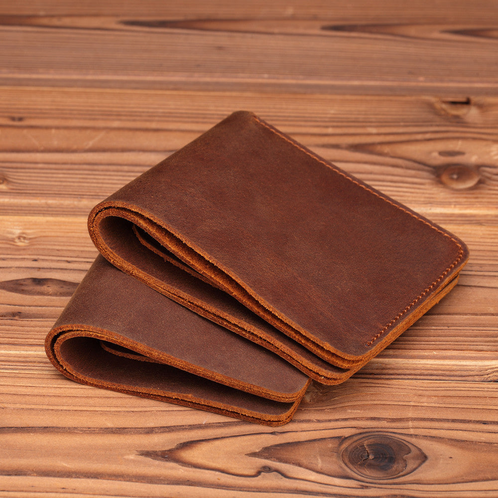 Handmade Crazy Horse Leather Wallet – Boys’ Style