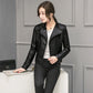Women’s Slim Motorcycle Leather Jacket – Short, Stylish & Edgy