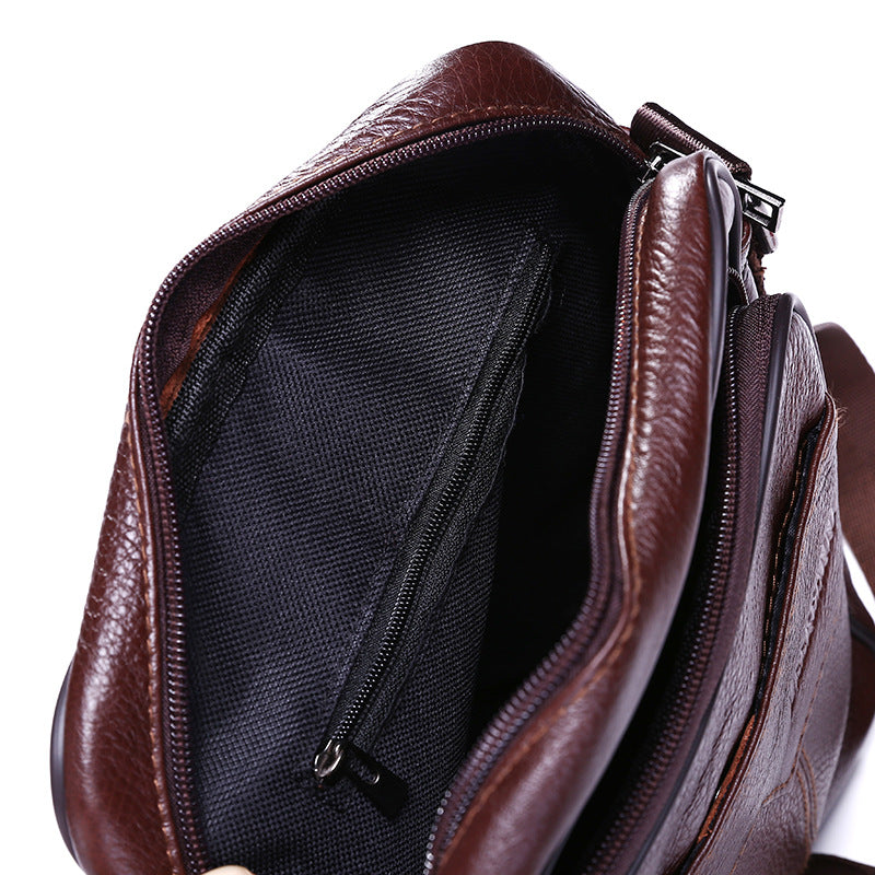 Leather embossed leather zipper bag