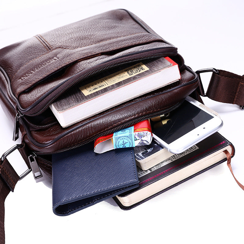 Leather embossed leather zipper bag