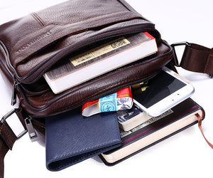 Leather embossed leather zipper bag Shoulder Satchel Bag bag factory wholesale business man