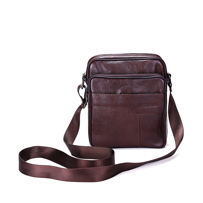 Leather embossed leather zipper bag