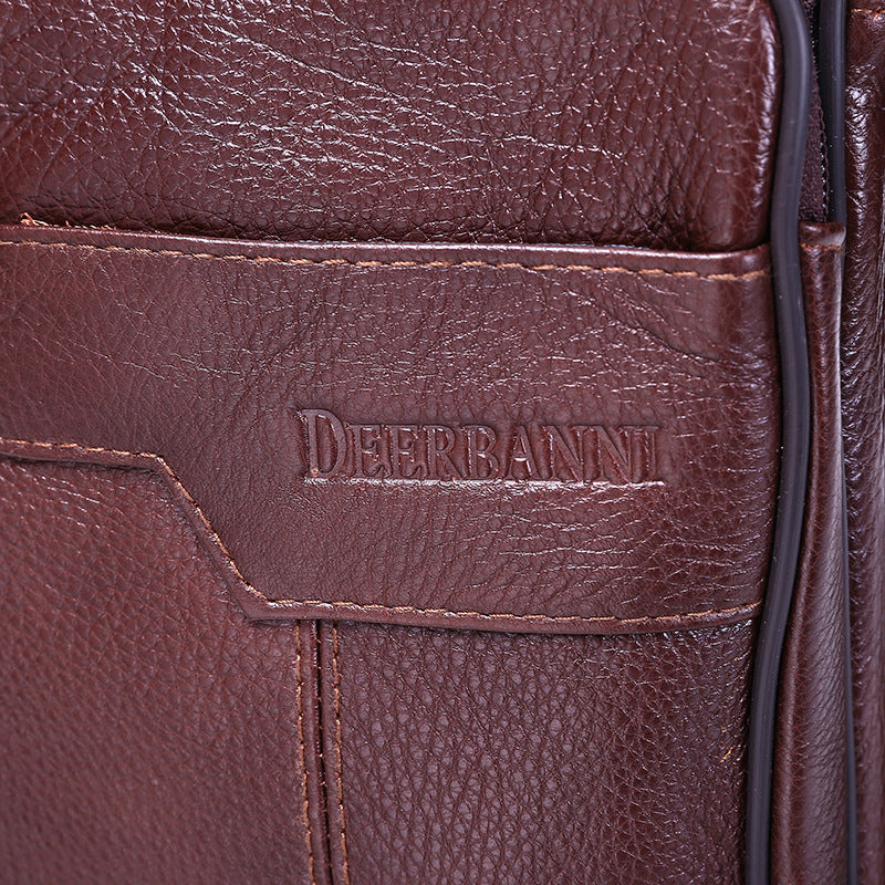 Leather embossed leather zipper bag