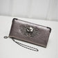 SHEFLYTO PU Leather Women’s Long Wallet – Skull & Flower Design