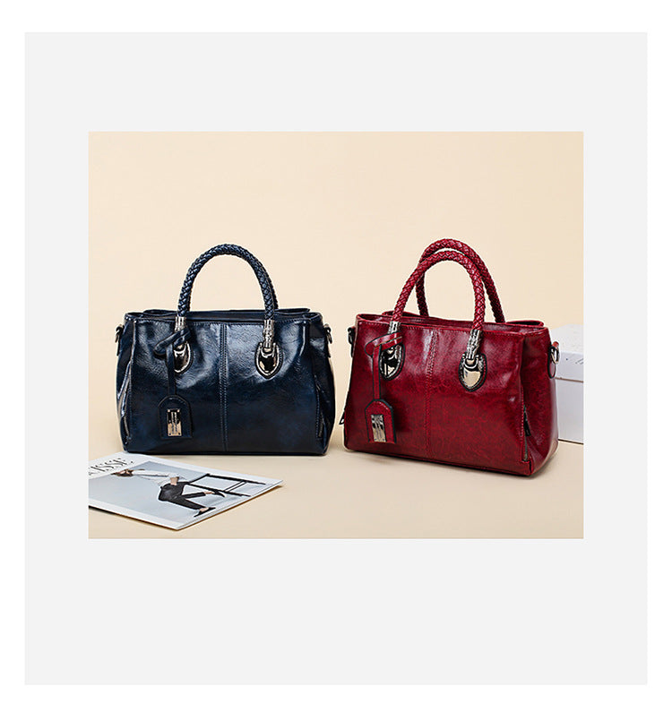 Vintage Oil Wax Leather Luxury Handbag – Elegant Women’s Handbag & Crossbody Bag