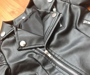 Children's leather jacket girls lapel pu leather jacket