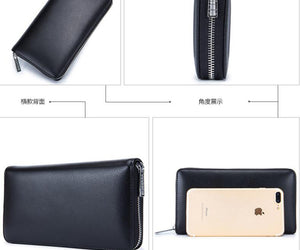 Rfid Many Departments Men Wallet Cow Genuine Leather 36 Slots Card Holder Cell Phone Pocket Male Wallets Clutch Man Long Purse