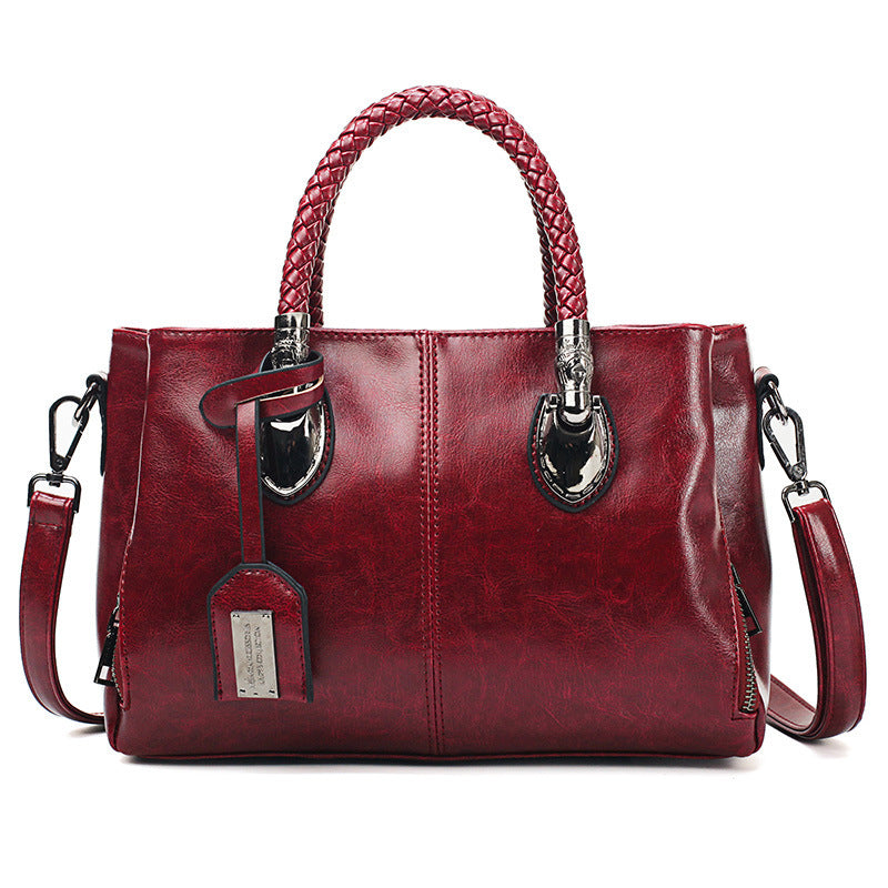 Vintage Oil Wax Leather Luxury Handbag – Elegant Women’s Handbag & Crossbody Bag