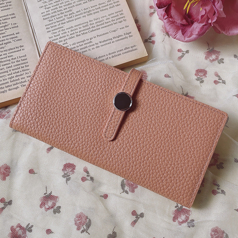 Luxury Genuine Leather Women’s Wallet – Lychee Pattern Long Hasp Coin Purse