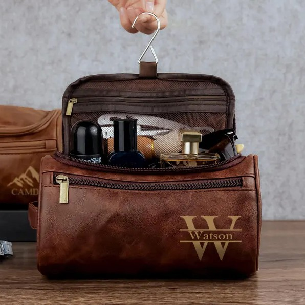 Vintage Monogram Personalized Leather Toiletry Bag – Travel in Style