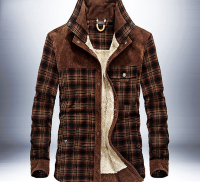 Winter Jacket Men Thicken Warm Fleece Jackets Coats Pure Cotton Plaid Jacket Military Clothes
