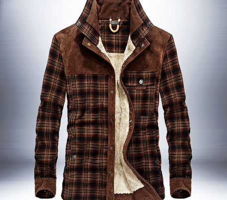 Winter Jacket Men Thicken Warm Fleece Jackets Coats Pure Cotton Plaid Jacket Military Clothes