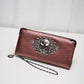 SHEFLYTO PU Leather Women’s Long Wallet – Skull & Flower Design