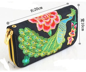 Embroidered Peackock Wallets