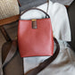 First-Layer Cowhide Leather Bucket Bag – Stylish & Functional Handbag