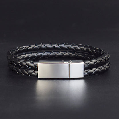 Fashion Personalized Men’s Woven Leather Bracelet – Stylish & Customizable