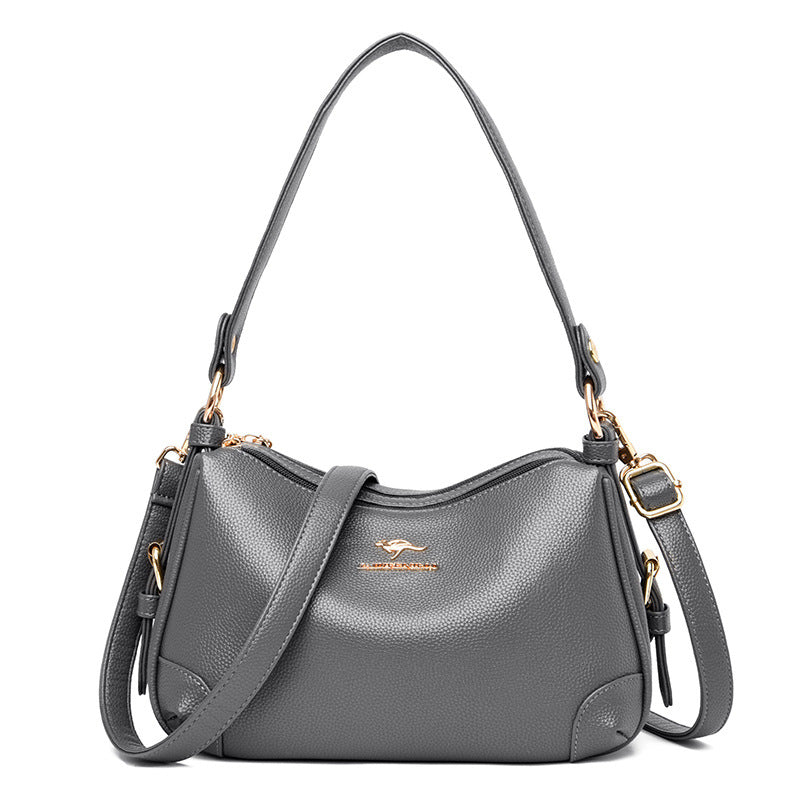 Middle-Aged Women’s Soft Leather Shoulder Messenger Bag