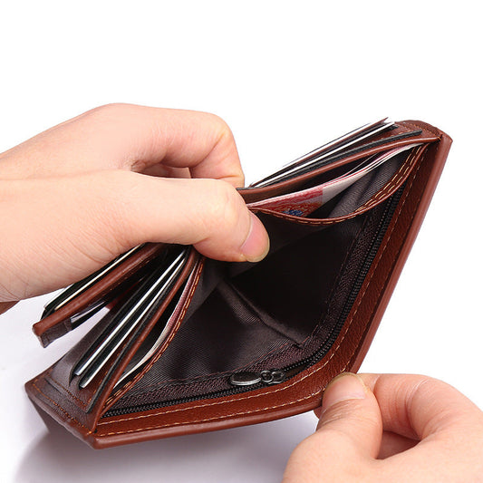 Men’s Short PU Leather Wallet – Compact Vertical Design