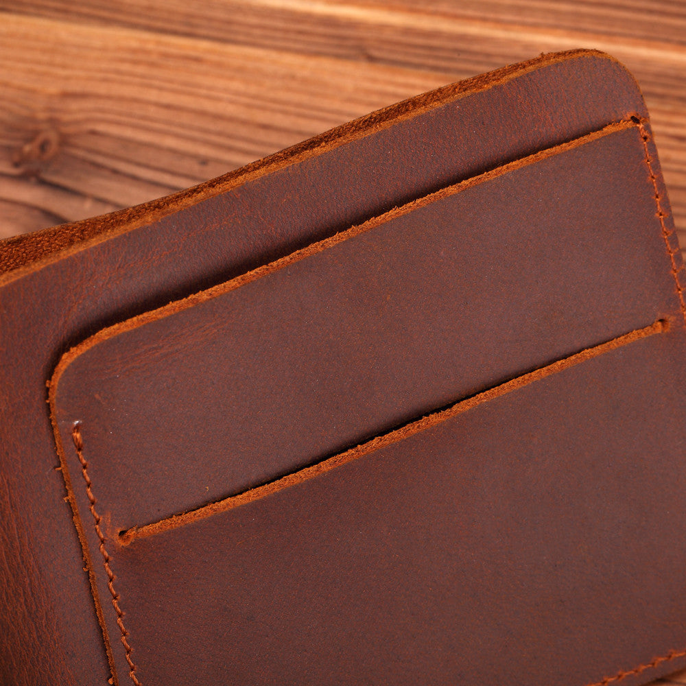 Handmade Crazy Horse Leather Wallet – Boys’ Style
