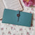 Luxury Genuine Leather Women’s Wallet – Lychee Pattern Long Hasp Coin Purse