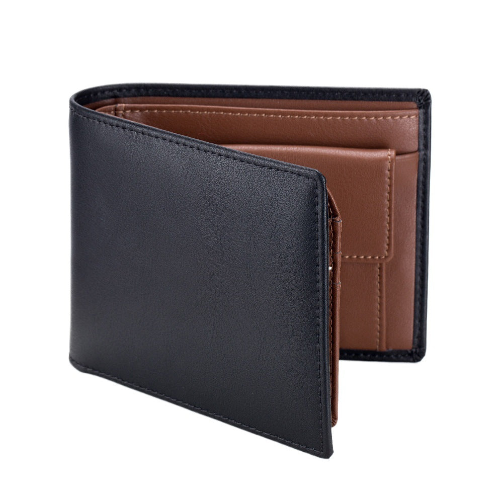 Men’s Short Trifold Wallet – Genuine First-Layer Cowhide Leather