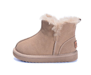 New Winter Children Snow Boots Genuine Leather Wool Girls Boots Plush Boy Warm Shoes Fashion Kids Boots Baby Toddler Shoes