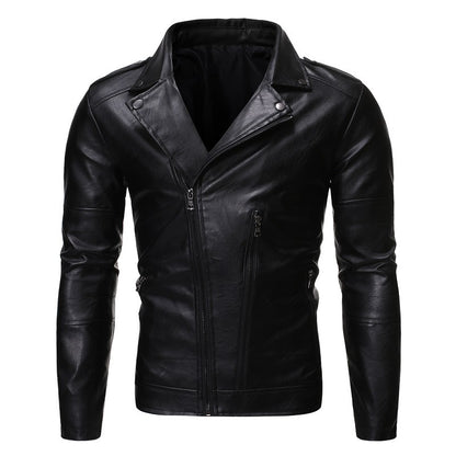 Men’s Motorcycle Pigskin Leather Jacket – Loose Fit, Bold & Durable