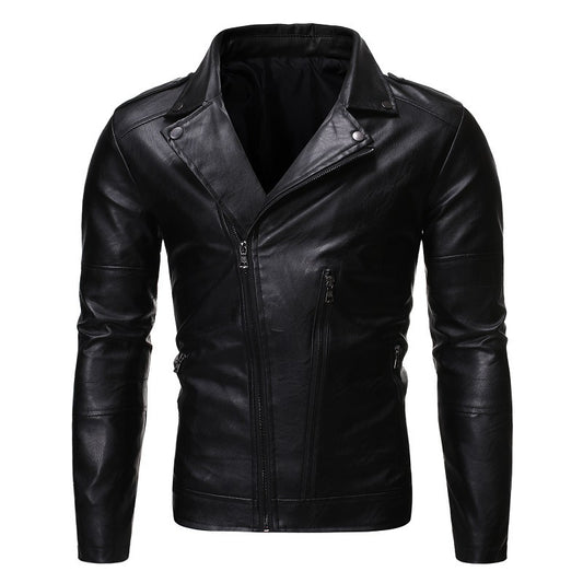 Men’s Motorcycle Pigskin Leather Jacket – Loose Fit, Bold & Durable