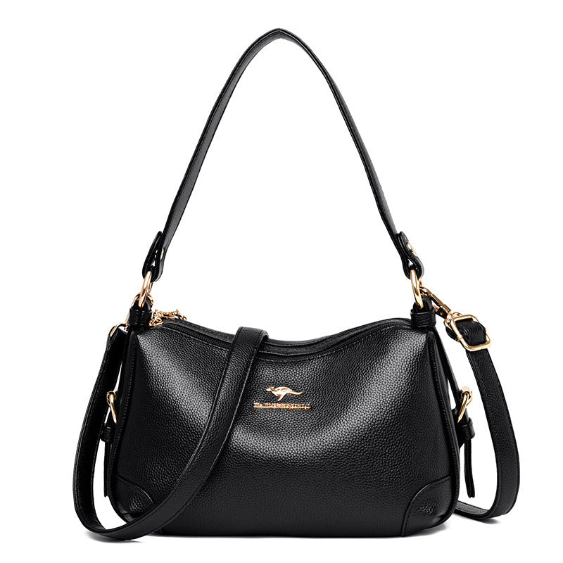Middle-Aged Women’s Soft Leather Shoulder Messenger Bag
