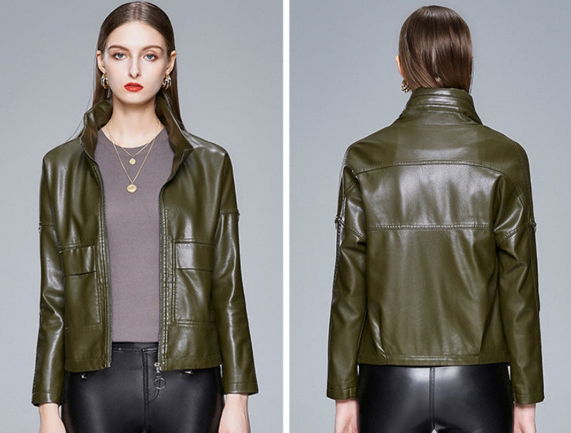 Women’s Korean Style PU Leather Jacket – Chic, Modern & Versatile