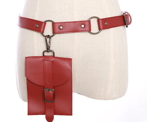 Money bag leather belt pocket bag