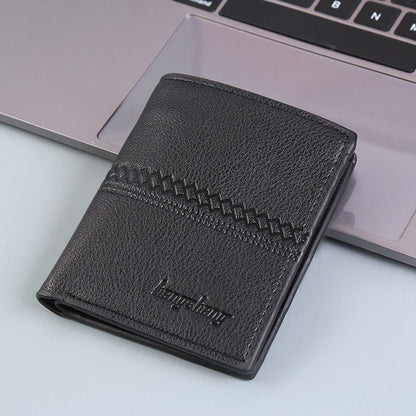 Men’s Short PU Leather Wallet – Compact Vertical Design