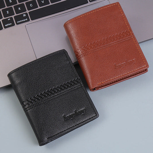 Men’s Short PU Leather Wallet – Compact Vertical Design