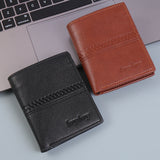 Men’s Short PU Leather Wallet – Compact Vertical Design