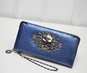 Wallet Female Clutch Coin Purse Women PU Leather Wallet Long Zipper Closed Wallets Skull Flower Design Lady Purses