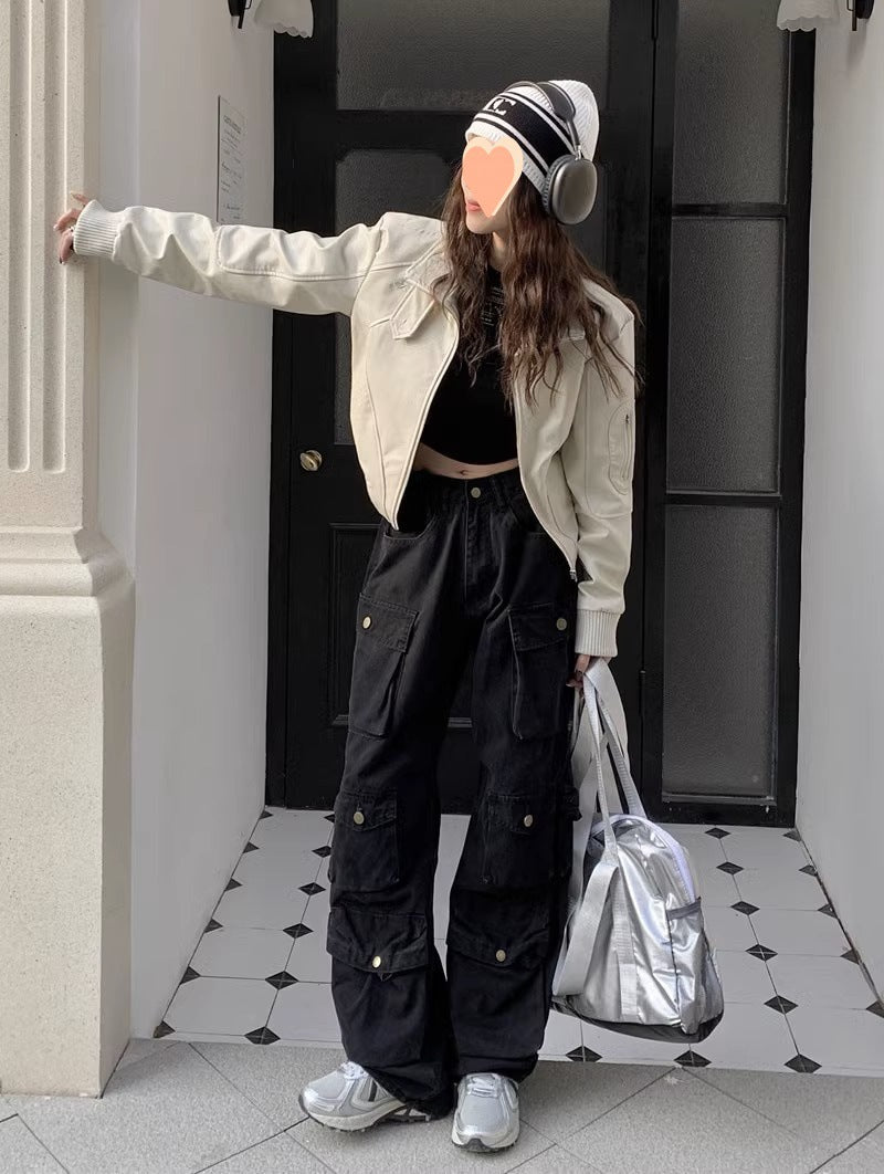 Women’s American Retro Short Leather Jacket – Timeless, Chic & Edgy