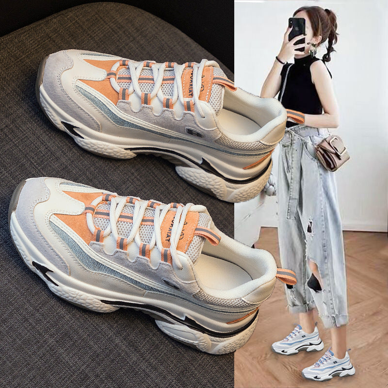 Autuspin Retro Flat Platform Sneakers – Women’s Casual Cow Leather Shoes