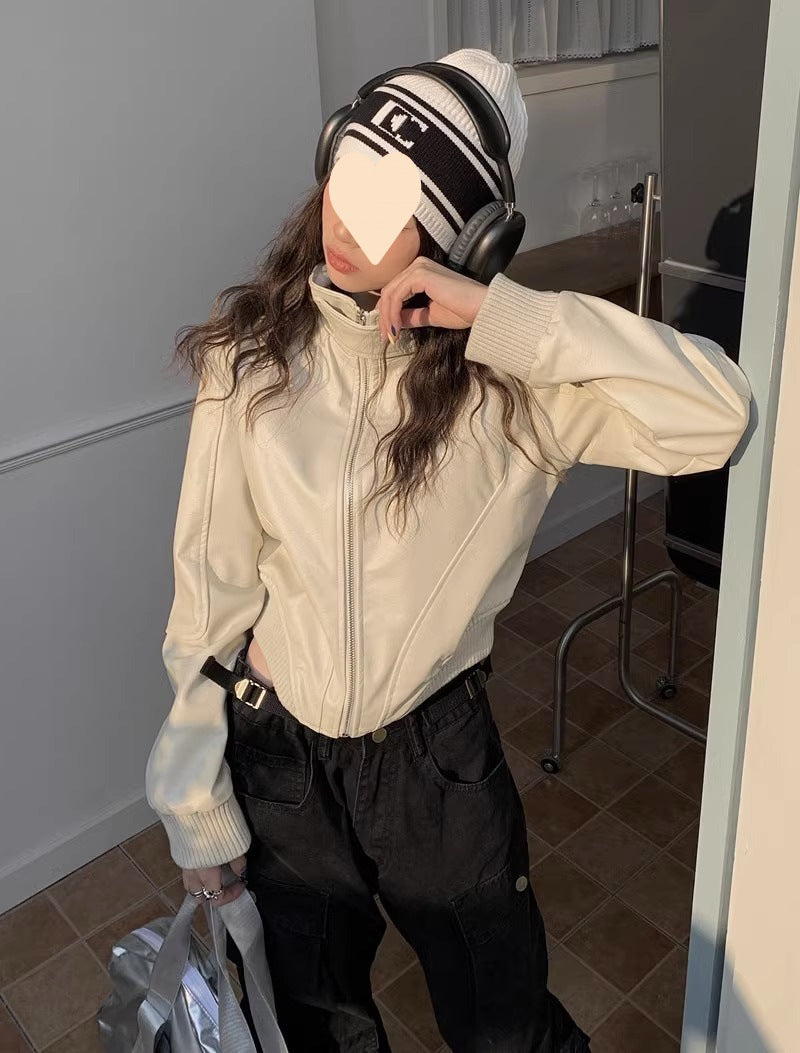 Women’s American Retro Short Leather Jacket – Timeless, Chic & Edgy