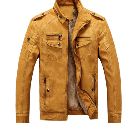 Leather Jacket Plus Velvet Washed Retro Leather Jacket