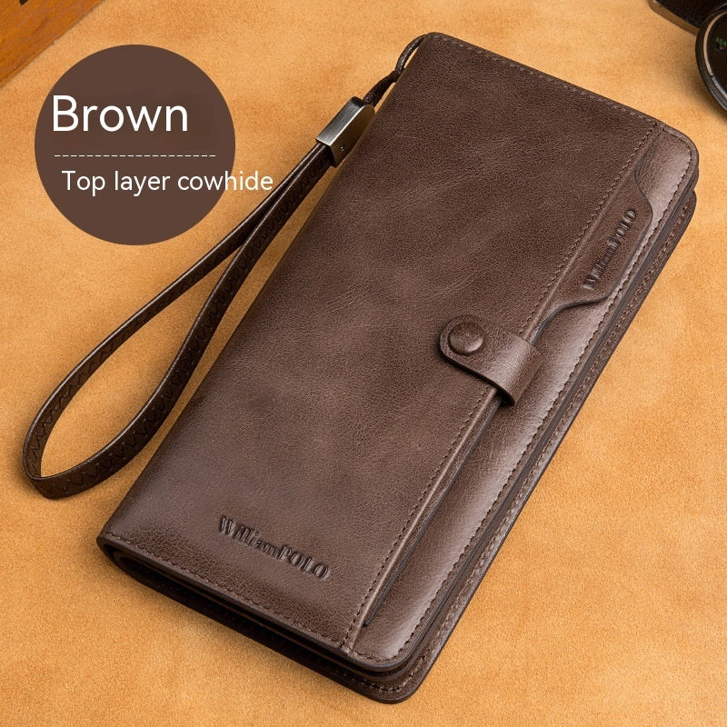Men’s Long Genuine Leather Wallet – European & American Style