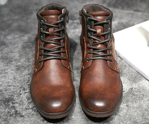 Men Winter Ankle Boots Lace Up Footwear Leather Shoes