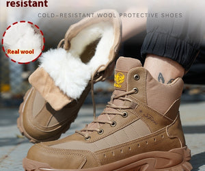 Winter Wool Protective Shoes Men's Anti-smashing Plastic Toe Cap Protective Footwear